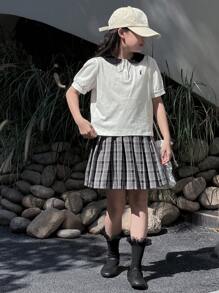 DAZY Tricou pentru fete preadolescente, toamnă, haine pentru întoarcerea la școală - alb - Vizualizare 3