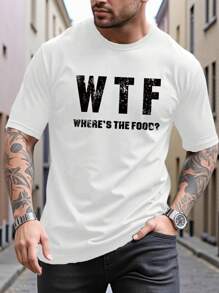 Manfinity EMRG 男士休闲标语印花圆领短袖 T 恤，男士时尚 T 恤，男士 T 恤，男士 T 恤 - 白色 - 查看 6