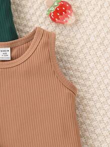 5pcs Baby Girls Can Wear A Simple And Casual Sleeveless Tank Top Five Piece Set In Spring And Summer - Multicolor - View 7