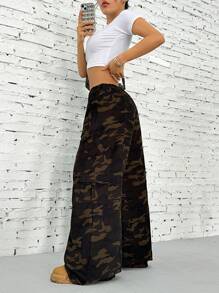 SHEIN EZwear 女士休闲基本款裤子，简约风格，适合日常穿着 - 軍綠色 - 查看 5