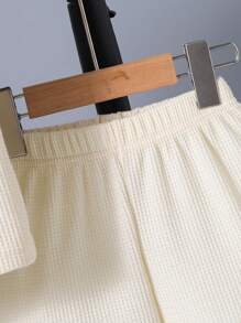 SHEIN 2pcs Young BoyBicolor Patchwork Polo Shirt And Shorts Set, Getaway, Holiday, Travel, Relax, Sunbathing, Summer