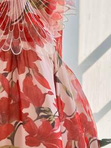 SHEIN Clasi Plus Size Woven Elegant Floral Print Hawaiian Cami Dress Romantic - Multicolor - View 6