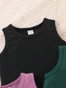 5pcs Baby Girls Can Wear A Simple And Casual Sleeveless Tank Top Five Piece Set In Spring And Summer - Multicolor - View 5