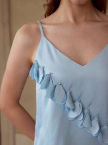 MOTF PREMIUM Top mit Rüschen und falschen Perlendetails - Blau - Übersicht 2