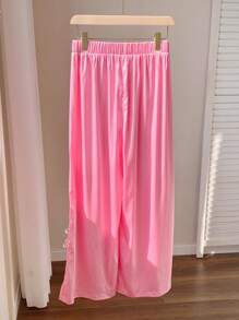 Comfortcana 女士休闲简约时尚日常长裤 - 粉色 - 查看 2