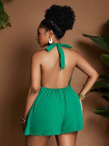 Maweii Plus Size Minimalist Fashion Casual Everyday Jumpsuit,Beach Outfits - Green - View 5