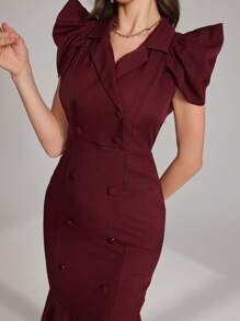 Modelyn Vestido de mujer de manga larga con elegante cuello de blazer