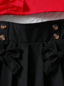 SHEIN 2 件套年轻女孩优雅露肩荷叶边上衣和百褶裙，夏季