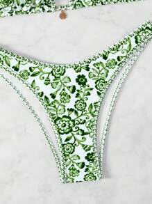 SHEIN Swim Springbreak Simple Style Casual Everyday Two Pieces Swimwear For Summer Beach Vacation - Green - View 5