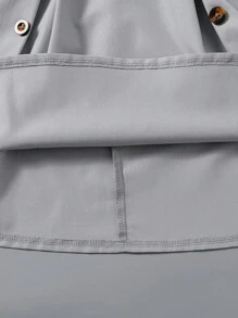 SHEIN Young Girls' Color Block Splice Stylish Design Shirt Splice Belted Dress - Multicolor - View 4