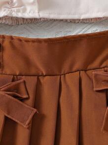 SHEIN 2 件套女童夏季套装可爱单肩荷叶边上衣和百褶裙套装