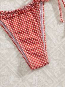 Swim Mod Christmas Countryside Red & White Plaid Cute Summer Beach Vacation Women's Bikini Two-Piece Swimwear