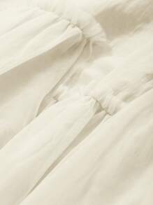 DAZY 青少年女孩 Polo 领短袖网眼连衣裙，夏季 - 白色 - 查看 6