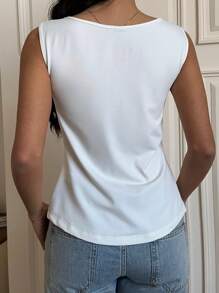 SHEIN EZwear Weißes gestricktes ärmelloses Crop Top mit Bindedetail für Frauen