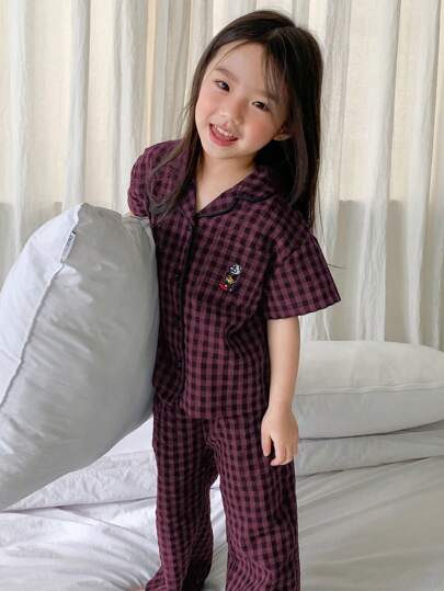 Dazy Kids 年轻女孩格子短袖上衣和裤子 首页/休闲装，春/夏