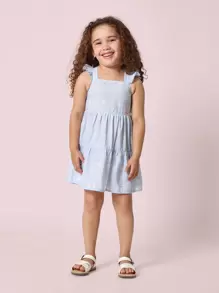 SUMWON Flutter Sleeve Tiered Summer Dress, Kids Sundress With Ruffle Detail, Empire Waist Girls Special Occasion Tea Party Spring Easter Dress