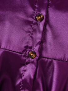 Newborn Baby Girls Elegant Gold Foil Print Dress - Purple - View 8