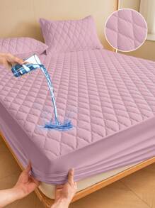 1pc Fitted Sheet, Bedding, Mattress Protector, Bed Cover, Diamond Check Fitted Sheet, Bed Sheet, Cozy Home Textile, Breathable And Anti-Pilling Mattress Protector, Solid Color Diamond Bed Cover, Bedroom Decoration, Decorative Bed Spread Bed Cover