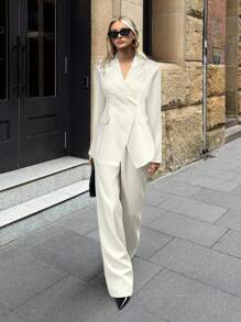 Aloruh Basic Business Suit, Jacket And Trousers, For Commuting And Daily Wear