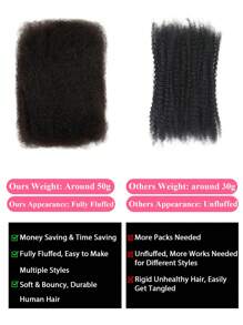 Boho Braids 1 PC Tóc người Afro Kinky Bulk màu nâu Afro Kinky Curly Bulk bện tóc nối cho tóc xoắn Locs tóc người móc cho tóc tết không thắt nút 50g/cái - S30 - Xem 5