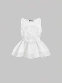 SHEIN MOD 3D Floral Decor Doll Shaped Tank Top, Suitable For Date, Party, Holiday, Tea Party, Birthday,Valentines,Vacation Woman,Summer For Women,Beach For Woman,Mardi Gras,Summer Tops Women, Rave Festival