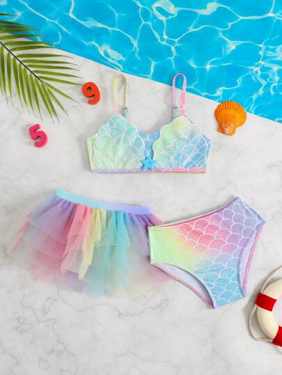 Set de 2 piezas de bikini con tirantes finos y minimalista para niñas jóvenes