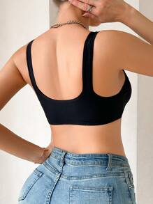 1pc Women Front Closure Unpadded Bra - Black - View 2