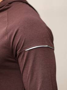 Manfinity Fitness Men's Letter Print Raglan Sleeve Hooded Sweatshirt - Brown - View 5