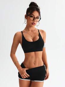 Gameset SHEIN Sport Women Sports Bra (Seamless, Black) - Black - View 6