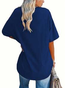 EMERY ROSE 大码春季纯色半袖休闲 V 领 T 恤，夏季 T 恤