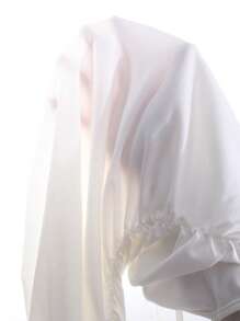 SHEIN Teen Girls' Solid White Valentine's Day Ruffled Camisole Dress (1pc Hair Scrunchie) Graduation Dress - White - View 6