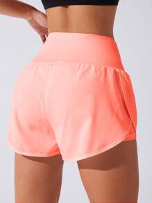 CourtClass 2pcs Solid Color High Waist 2 In 1 Sports Shorts Comfy Short Sweater Shorts