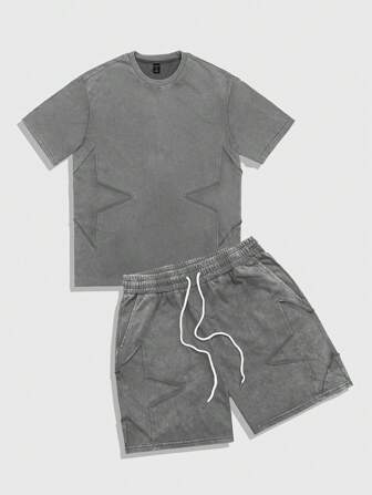 Street Life Conjunto de camiseta de manga corta casual y pantalones cortos para hombres, elegante para el verano