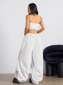 SHEIN EZwear Women's Summer Going Out Basic Casual Vest And Pants White Two-Piece Set For Festival - White - View 2