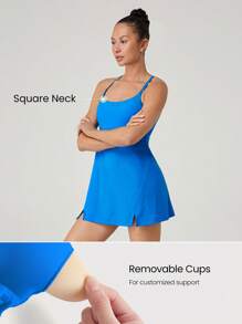 GLOWMODE FeatherFit™-Air Elevate A-Line Gaun Mini Slip dengan Kantong Pendek Tersembunyi, Nyaman untuk Aktivitas Harian Musim Panas, Cepat Kering, dan Menyerap Kelembapan - Blue Power - View 5