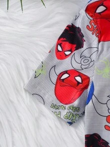 2 pezzi/set Pigiama comodo per ragazzo pre-adolescente, composto da pantaloncini e maglietta a maniche corte con stampa della forma di battaglia super
