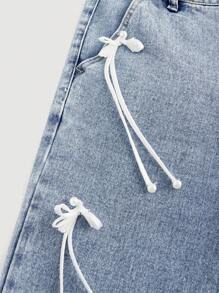 SHEIN MOD 女士休闲水洗蝴蝶吊坠牛仔裤