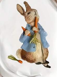 INAWLY 女士休闲宽松兔子印花圆领短袖 T 恤