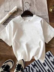 INAWLY Camiseta casual de manga corta con cuello redondo y estampado de eslogan para mujer