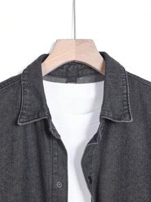 Manfinity Homme Men's Loose Fit Single-Breasted Casual Denim Jacket