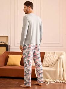Happy Jammies Conjunto de ropa casual para hombre, camiseta de manga larga y pantalones, minimalista, cómodo para uso diario
