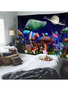 1 pieza Tapiz decorativo de pared con estampado de setas, para decoración de pared en habitaciones, decoración del hogar