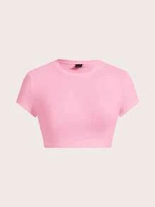 SHEIN EZwear 3pcs/Set Cherry Graphic Bow Decor Crew Neck Short Sleeve Tight Crop Top T-Shirt, Suitable For Summer