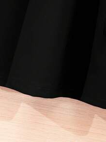 SHEIN Vestido elegante y lindo para niña preadolescente con decoración de lazo rojo para ocasiones cotidianas y de princesa - Negro - Ver 5