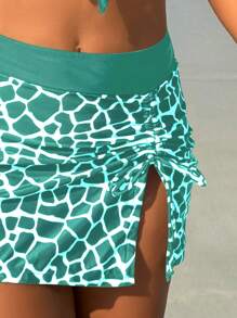 Swim Lushoire Spring Break 3pcs Printed Swimwear Set, Bikini For Summer Beach Vacation - Green - View 4