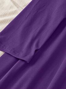 SHEIN LUNE Vestido morado de manga larga y cuello redondo de corte amplio para mujer de talla grande, outfit de mujer burdeos de largo maxi para Navidad
