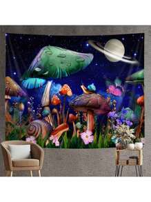 1 pieza Tapiz decorativo de pared con estampado de setas, para decoración de pared en habitaciones, decoración del hogar