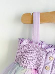 Cozy Pixies Baby Girl Mesh Patchwork Spaghetti Strap Waisted Casual Dress - Multicolor - View 7