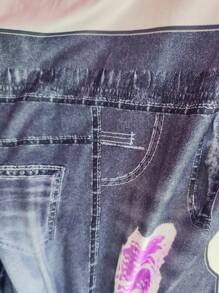 2pcs Baby Girls Fashion Crew Neck Letter & Heart Print Tank Top + Sequins Denim Effect Pants Casual Set, Summer'