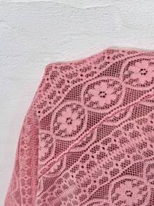 Breezaya 女士蕾丝长袖优雅衬衫 - 藕粉色 - 查看 7